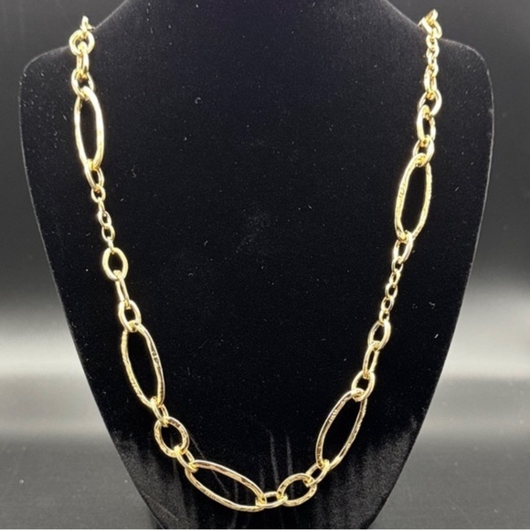 Banana Republic Factory Gold Hammered Ovals Geometric Statement Necklace NWT - Picture 1 of 3
